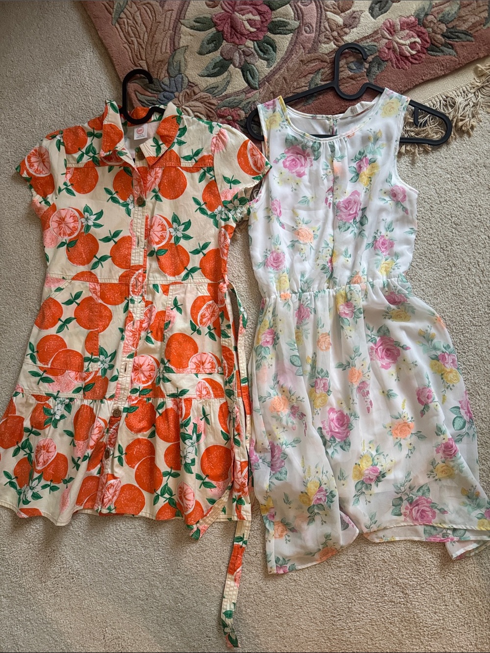 H&M Girls Orange Citrus Print Dress and White Floral Sundress